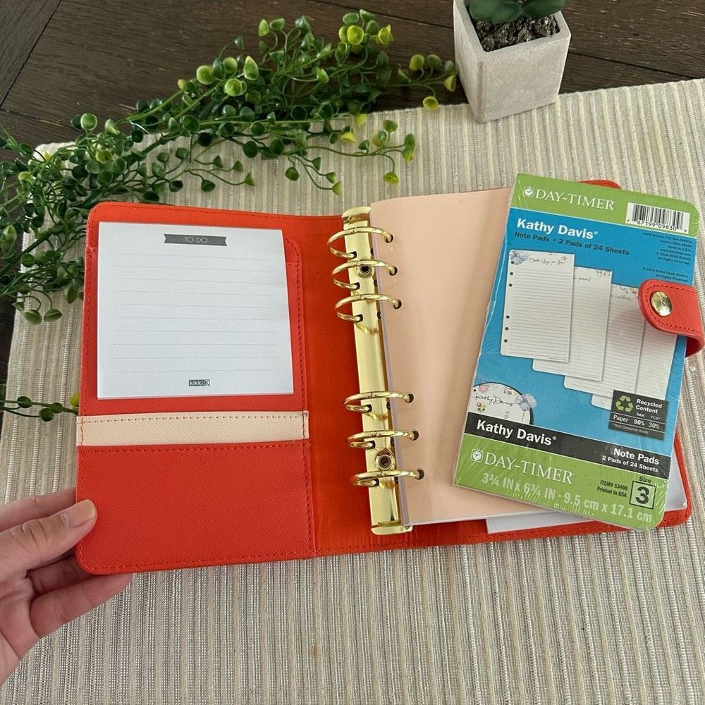 Kikki.K Orange Saffiano Planner Organizer 6 Ring Binder 7.5” x 5.5” - Picture 5 of 12